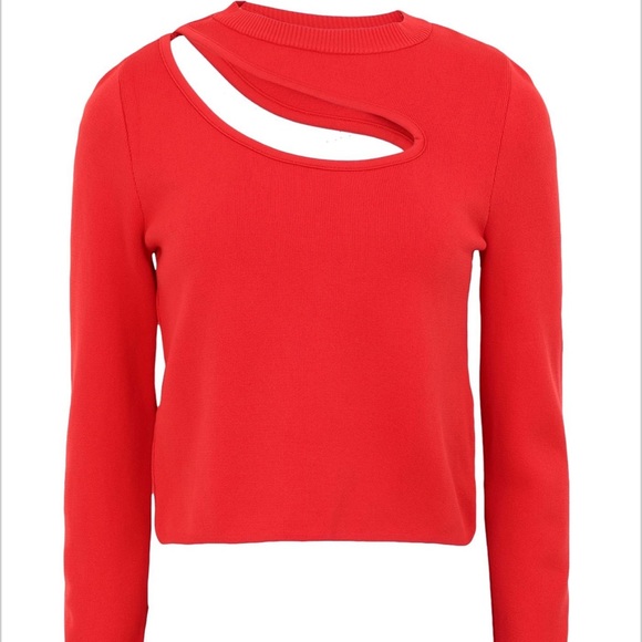 Topshop loop cut out cherry red sweater size M elegant understated dress up/down - Picture 7 of 7